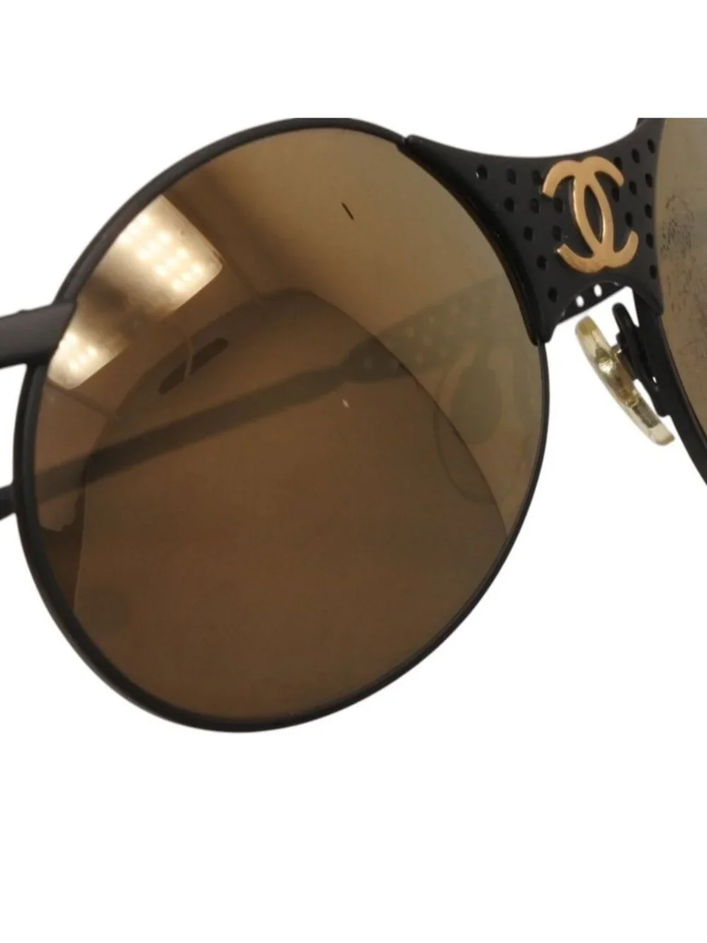 Chanel Sunglasses Eyewear CC Logo Metal Rubber Matte Black Gold